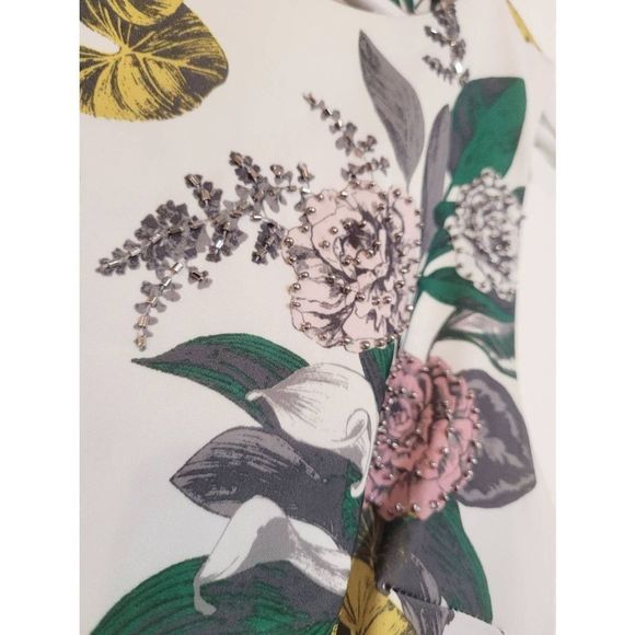 H&M Sleeveless Floral Dress Size 10 with Beaded Detail and Cutout Back - Picture 2 of 6